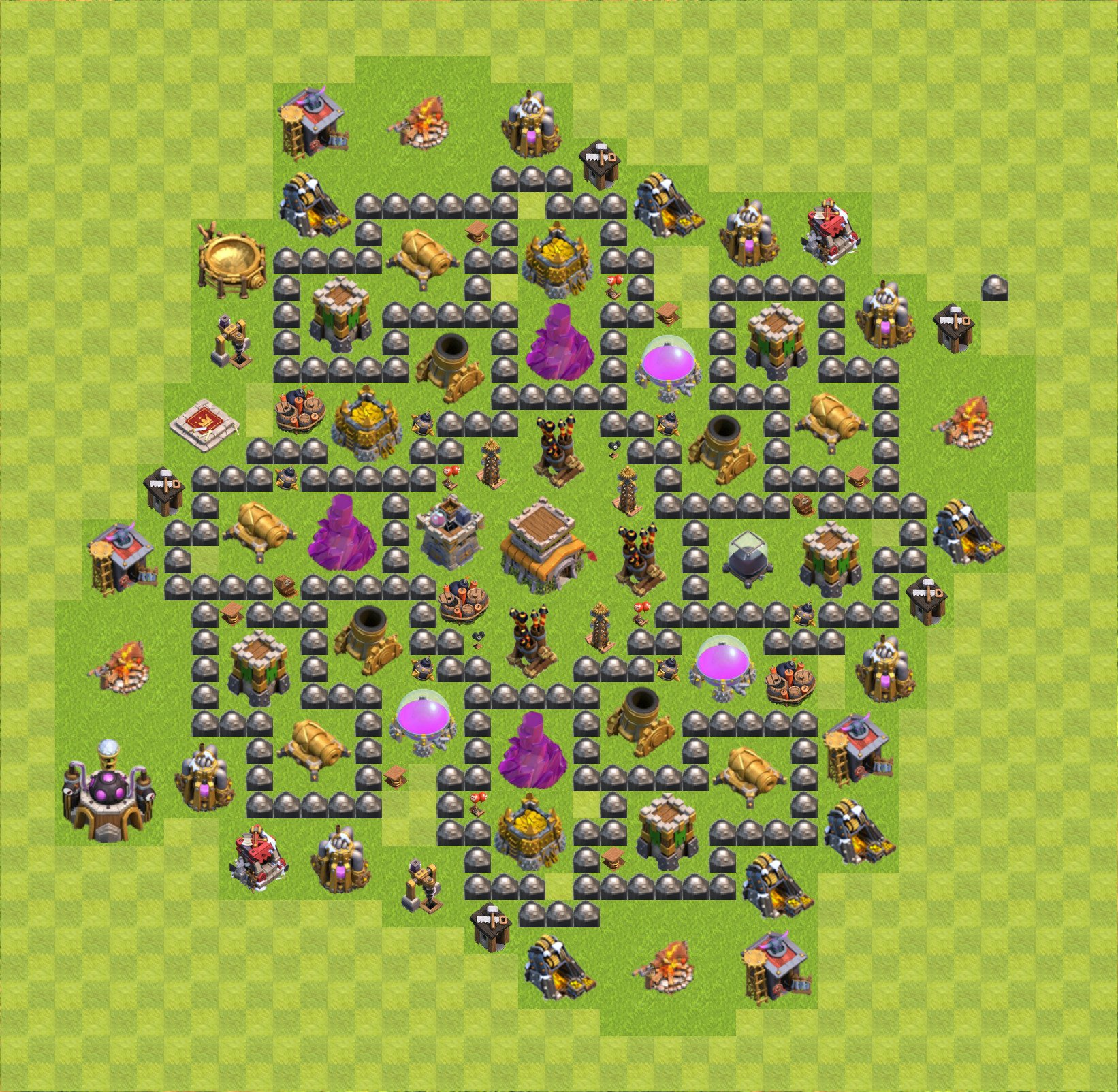 Clash of clans town hall level 8 defense base layout.
