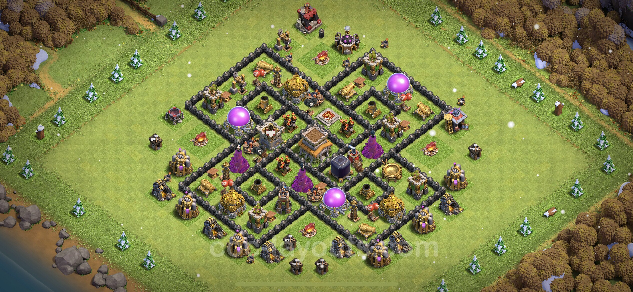 Trophy (Defense) Base TH8 with Link, Anti Everything - Clash of Clans - Tow...
