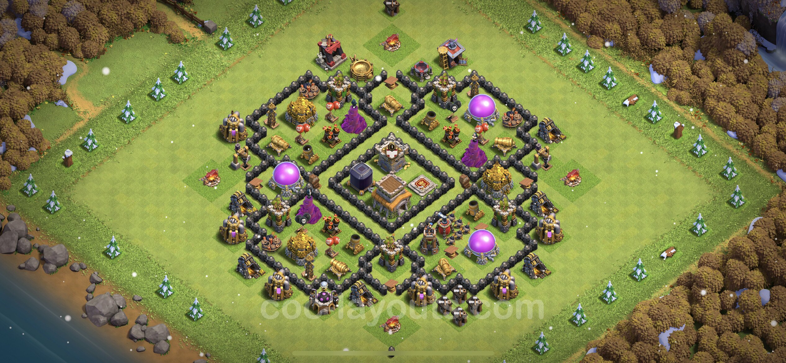 Trophy (Defense) Base TH8 with Link, Anti 2 Stars, Anti Everything.