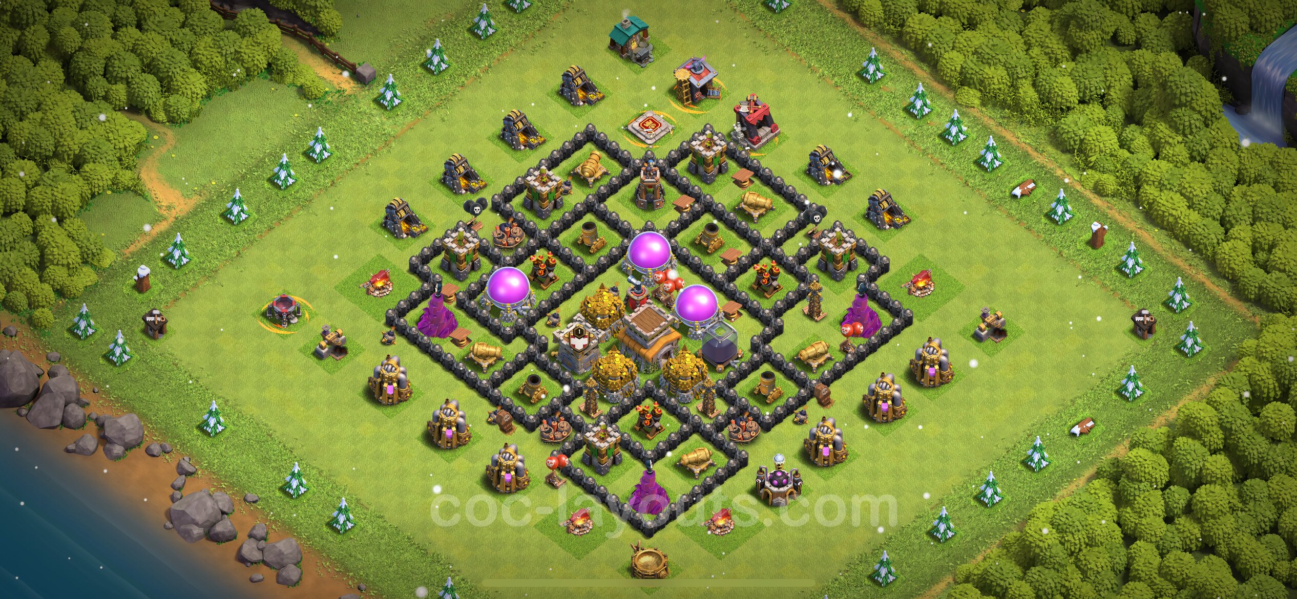 Clash Of Clans Town Hall Level 8 Hybrid Base