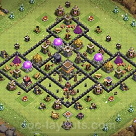 TH8 Trophy Base Plan with Link, Anti Air / Dragon, Copy Town Hall 8 Base Design, #102