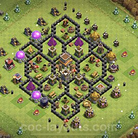 TH8 Anti 3 Stars Base Plan with Link, Anti Everything, Copy Town Hall 8 Base Design, #211