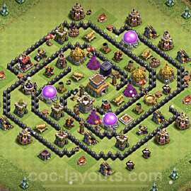 Anti Everything TH8 Base Plan with Link, Hybrid, Copy Town Hall 8 Design, #212