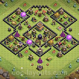 Municipio livello 8 Base + Link, Anti Air / Dragon, Ibrido - Miglior Disposizione Villaggio per Difesa COC 2023 TH8 - #214