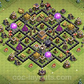 Anti GoWiWi / GoWiPe TH8 Base Plan with Link, Hybrid, Copy Town Hall 8 Design 2023, #216