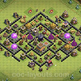 Anti GoWiWi / GoWiPe TH8 Base Plan with Link, Hybrid, Copy Town Hall 8 Design, #219