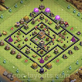 Diseño de aldea Anti 2 Estrellas Ayuntamiento 8 Copiar, Anti Aire / Dragón - COC TH8 Perfecta Distribucion 2023 + Enlace - #223