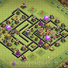 Municipio livello 8 Base + Link, Anti Air / Dragon - Miglior Disposizione Villaggio per Difesa COC 2023 TH8 - #225