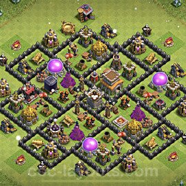 Diseño de aldea al Maximo Ayuntamiento 8 Copiar, Anti 3 Estrellas, Anti Todo - Full COC TH8 Perfecta Distribucion 2023 para Defensa + Enlace - #232