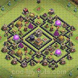 TH8 Trophy Base Plan with Link, Anti 2 Stars, Anti Everything, Copy Town Hall 8 Base Design, #233