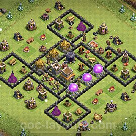 Diseño de aldea Anti 3 Estrellas Ayuntamiento 8 Copiar, Híbrido - COC TH8 Perfecta Distribucion 2023 + Enlace - #238