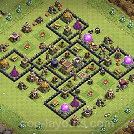 Diseño de aldea al Maximo Ayuntamiento 8 Copiar, Anti 3 Estrellas - Full COC TH8 Perfecta Distribucion 2023 para Defensa + Enlace - #239