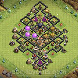 TH8 Trophy Base Plan with Link, Anti Everything, Hybrid, Copy Town Hall 8 Base Design 2023, #245