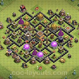 Top TH8 Unbeatable Anti Loot Base Plan with Link, Copy Town Hall 8 Base Design 2022, #253