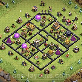 Anti Everything TH8 Base Plan with Link, Hybrid, Copy Town Hall 8 Design, #260