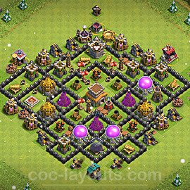 TH8 Trophy Base Plan with Link, Anti 3 Stars, Hybrid, Copy Town Hall 8 Base Design 2023, #268