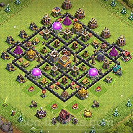 Diseño de aldea Anti Todo Ayuntamiento 8 Copiar, Anti 3 Estrellas - COC TH8 Perfecta Distribucion 2024 + Enlace - #277