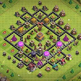 Die Anti 2 Sterne Base RH8 + Link, Anti Alles 2025 - COC Rathaus 8 Kopieren Base - #283