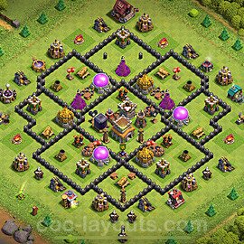 TH8 Anti 3 Stars Base Plan with Link, Copy Town Hall 8 Base Design 2025, #287