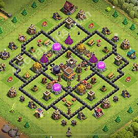 TH8 Anti 3 Stars Base Plan with Link, Copy Town Hall 8 Base Design 2025, #287