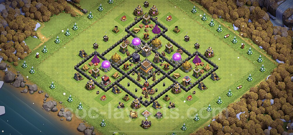 TH8 Trophy Base Plan with Link, Anti Air / Dragon, Copy Town Hall 8 Base Design 2023, #102