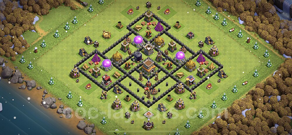 TH8 Anti 3 Stars Base Plan with Link, Copy Town Hall 8 Base Design 2020, #103