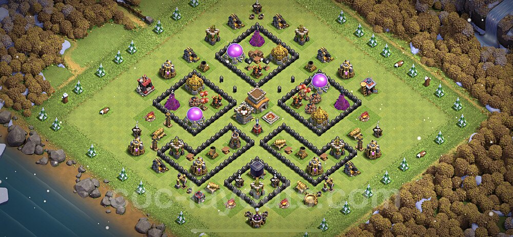 Anti Everything TH8 Base Plan with Link, Anti 3 Stars, Copy Town Hall 8 Design, #104