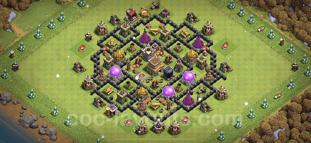 Anti Everything TH8 Base Plan with Link, Hybrid, Copy Town Hall 8 Design 2023, #109
