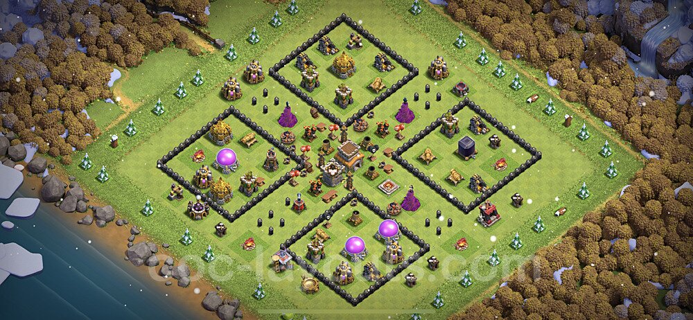 TH8 Anti 2 Stars Base Plan with Link, Anti Everything, Copy Town Hall 8 Base Design 2023, #215