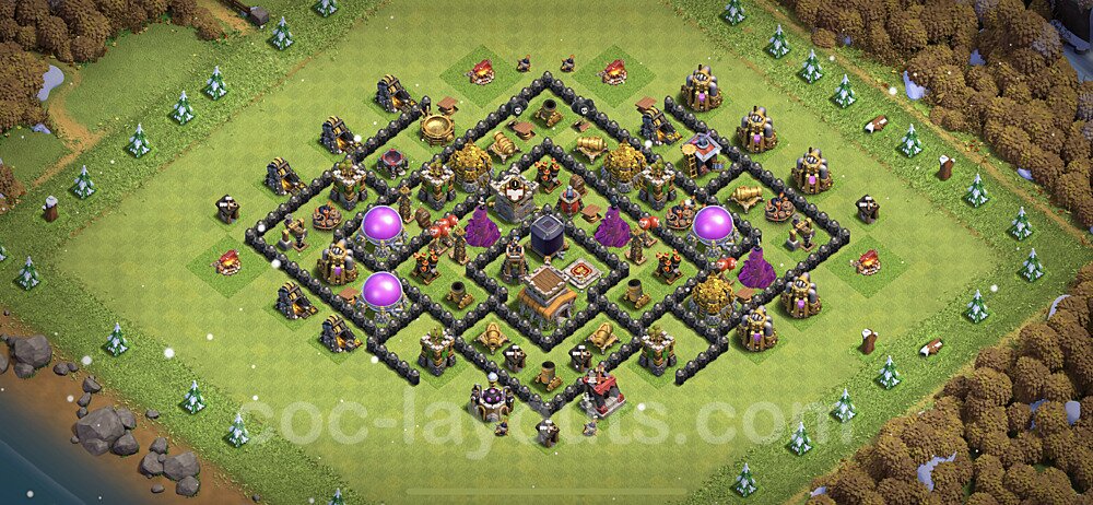 Anti GoWiWi / GoWiPe TH8 Base Plan with Link, Hybrid, Copy Town Hall 8 Design 2023, #219