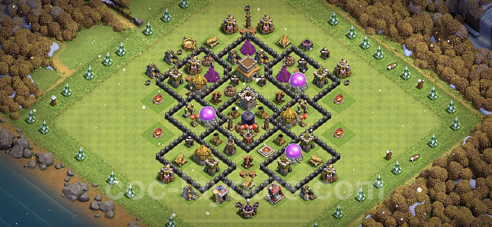 TH8 Trophy Base Plan with Link, Hybrid, Anti Everything, Copy Town Hall 8 Base Design, #224