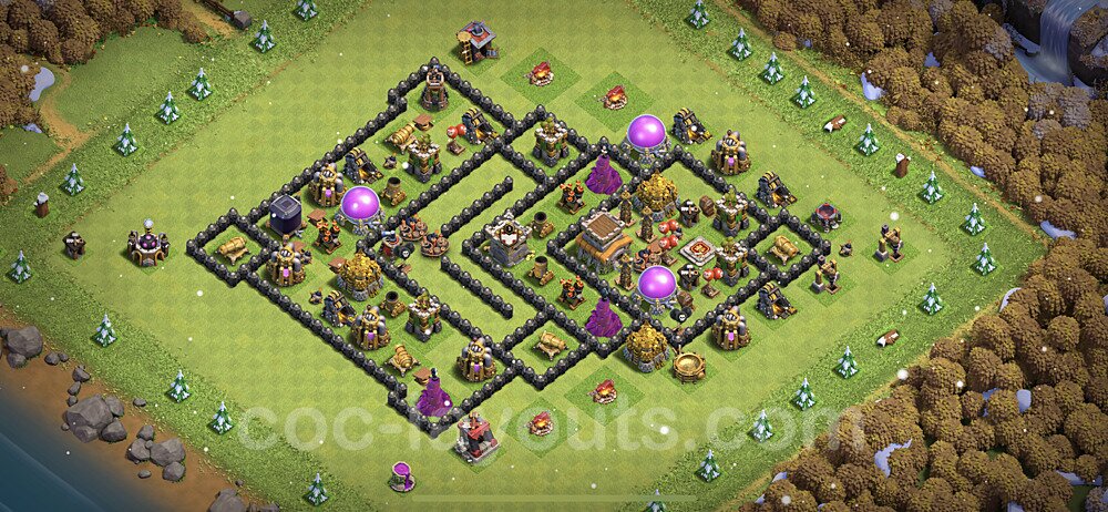 TH8 Trophy Base Plan with Link, Anti Air / Dragon, Copy Town Hall 8 Base Design 2023, #225