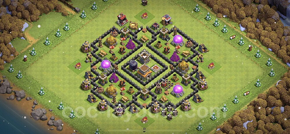 TH8 Trophy Base Plan with Link, Anti 2 Stars, Anti Everything, Copy Town Hall 8 Base Design 2023, #233