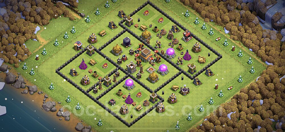Anti Everything TH8 Base Plan with Link, Hybrid, Copy Town Hall 8 Design, #234