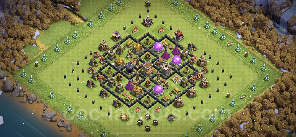 Top TH8 Unbeatable Anti Loot Base Plan with Link, Anti Air / Dragon, Copy Town Hall 8 Base Design, #235