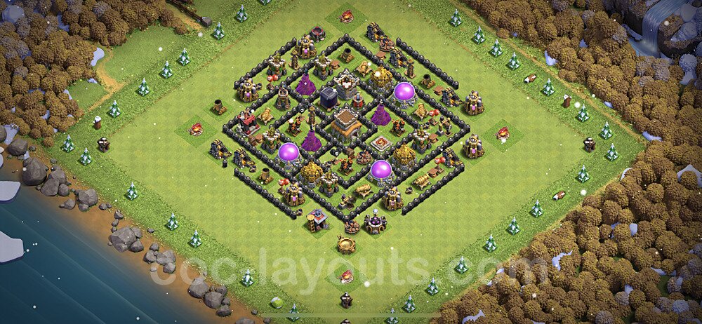 TH8 Anti 3 Stars Base Plan with Link, Anti Everything, Copy Town Hall 8 Base Design 2023, #242