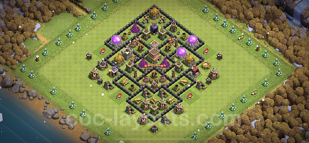 Anti Everything TH8 Base Plan with Link, Hybrid, Copy Town Hall 8 Design, #247