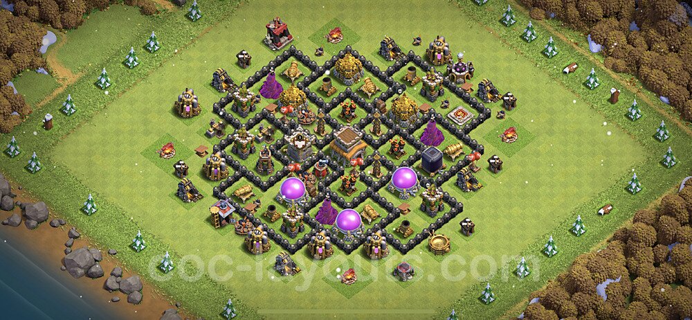 Top TH8 Unbeatable Anti Loot Base Plan with Link, Copy Town Hall 8 Base Design 2022, #253