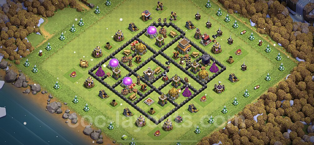 Anti Everything TH8 Base Plan with Link, Hybrid, Copy Town Hall 8 Design 2022, #260