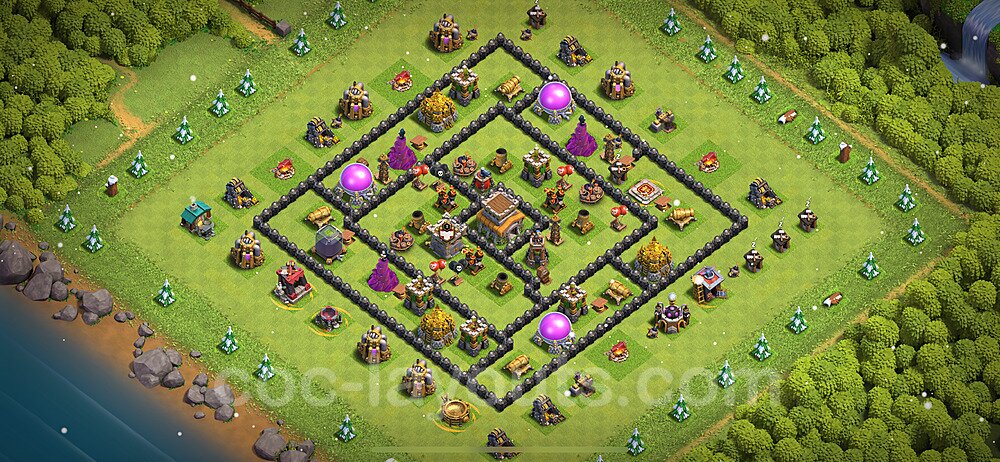 TH8 Anti 2 Stars Base Plan with Link, Anti Everything, Copy Town Hall 8 Base Design 2024, #273