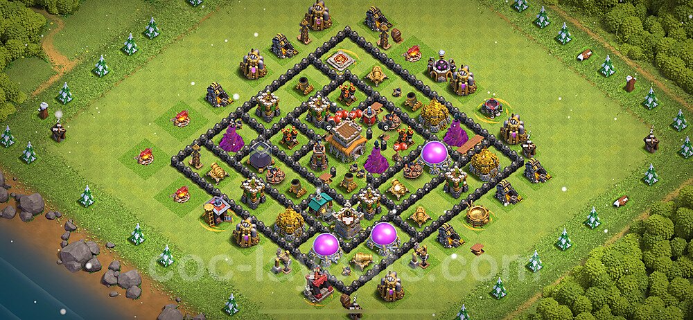 TH8 Anti 3 Stars Base Plan with Link, Anti Everything, Copy Town Hall 8 Base Design 2024, #274