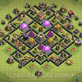 Base plan TH8 Max Levels with Link, Anti 3 Stars for Farming, #127