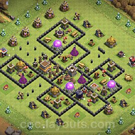 Base plan TH8 Max Levels with Link, Hybrid for Farming 2023, #128