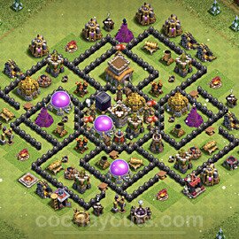 Base plan TH8 (design / layout) with Link, Anti 3 Stars, Hybrid for Farming 2023, #129