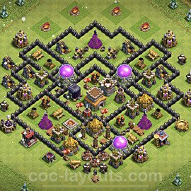 Farming Base Village HDV 8 + Lien (Link), Anti tout, Hybride 2023 - Hôtel de Ville 8 Base Copier - #132