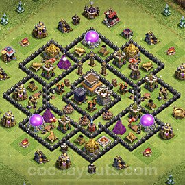 Base plan TH8 (design / layout) with Link, Hybrid, Anti 3 Stars for Farming, #133