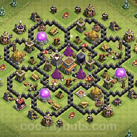Base plan TH8 Max Levels with Link, Anti 3 Stars, Anti Everything for Farming, #266