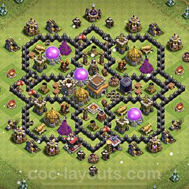 Municipio livello 8 Base + Link - Miglior Disposizione villaggio per Farming COC 2023 TH8 - #270