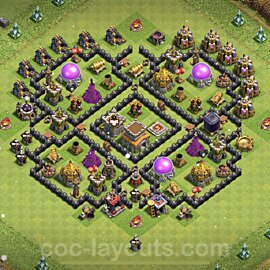 Base plan TH8 Max Levels with Link, Anti 3 Stars, Hybrid for Farming 2023, #275