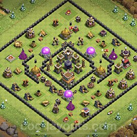 Diseño de aldea para farming - Copiar, Anti 3 Estrellas, Híbrido Ayuntamiento 8 al Maximo - Full COC TH8 Perfecta Distribucion 2023 + Enlace - #280